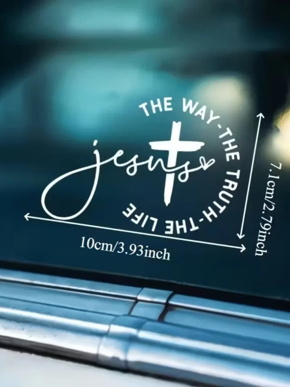 Christian Cross Car Decal – Jesus & John 14:6 Scripture | NIP
